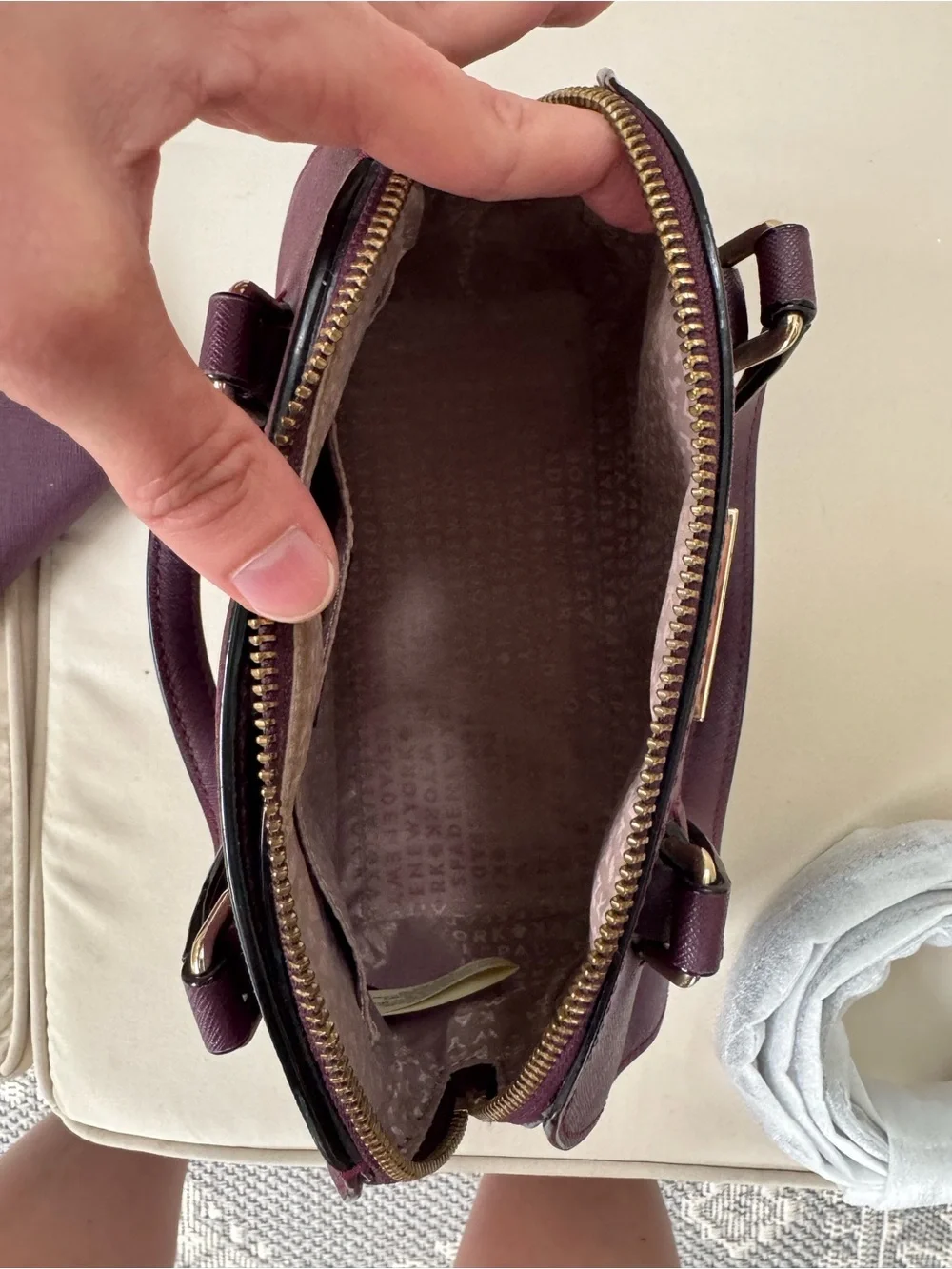 kate spade Plum Saffiano Dome Satchel with Matching Wallet